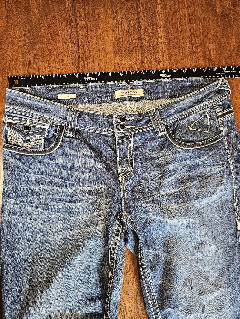 Vigoss Boot Cut Flare Jeans With Black Studded Gems Size 18 - Picture 4 of 9